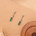 Silver Green Oval Stone Koppu Earring