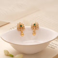 Elegant Leaf Emerald Golden Drop Earring