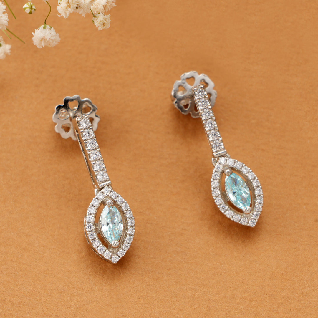 Leaf Shape Crystal Earrings