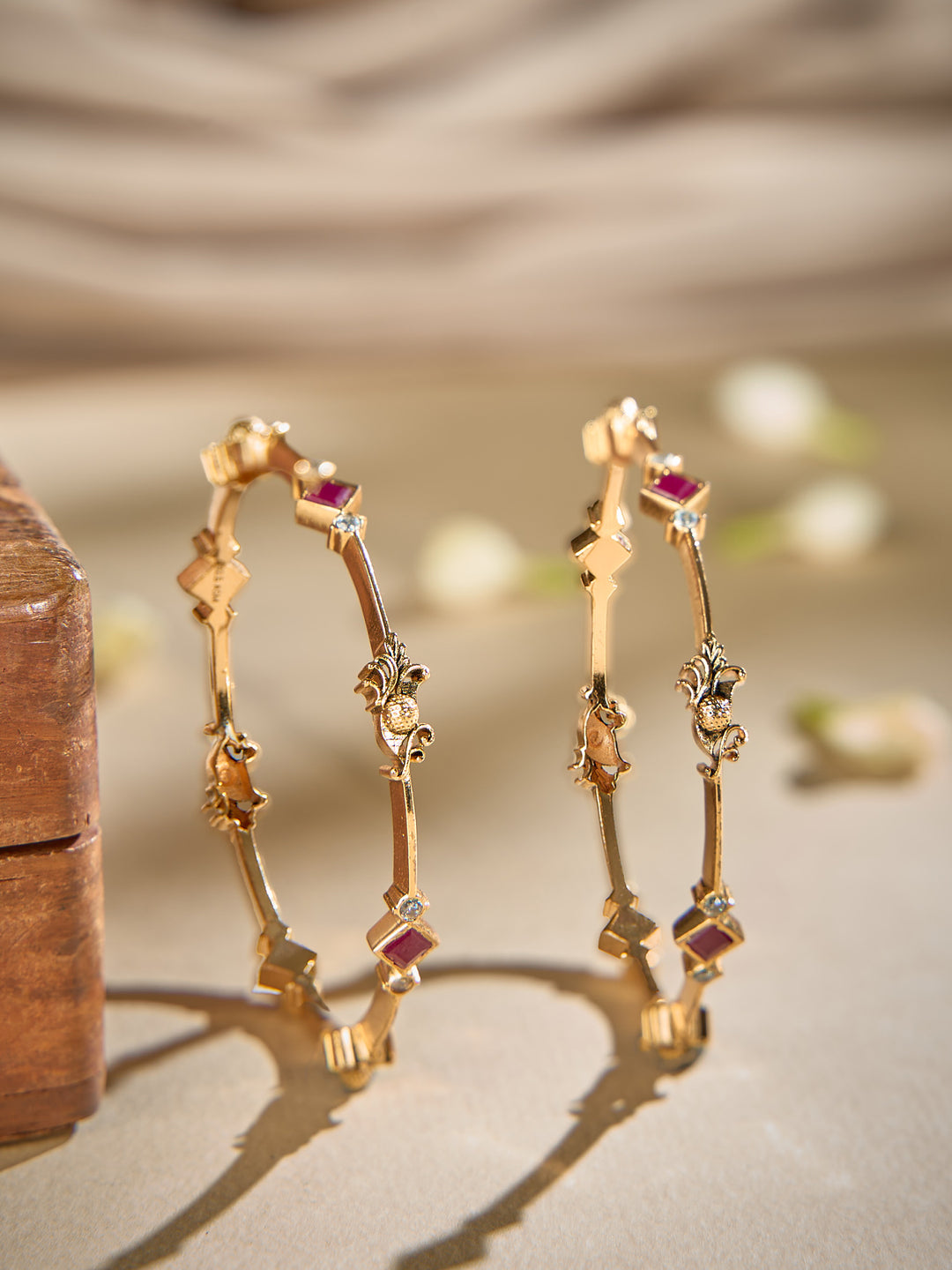 Radiance Ruby With White Stone Bangle