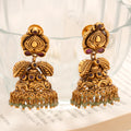 Leaf Motif Antique Temple Silver Gold Plated Jhumka