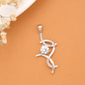 Elegant Crystal Curve Silver Pendant