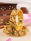 Antique Emerald Lakshmi & Peacock Style Screw Bangle
