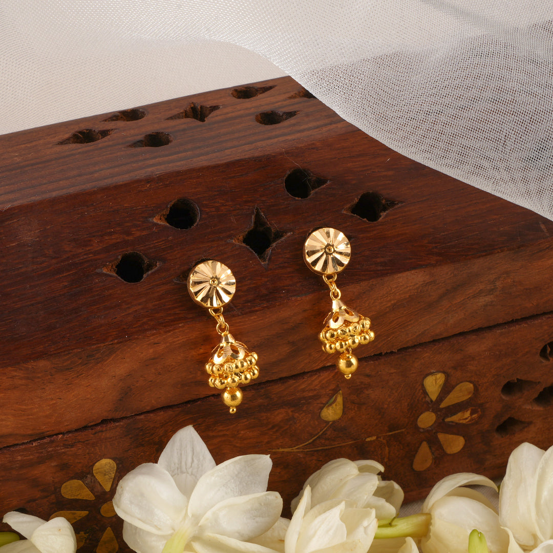 Chakra Shape Gold Drop Jhumkas