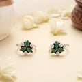 Antique Silver Emerald Leaf Spark Toe Ring