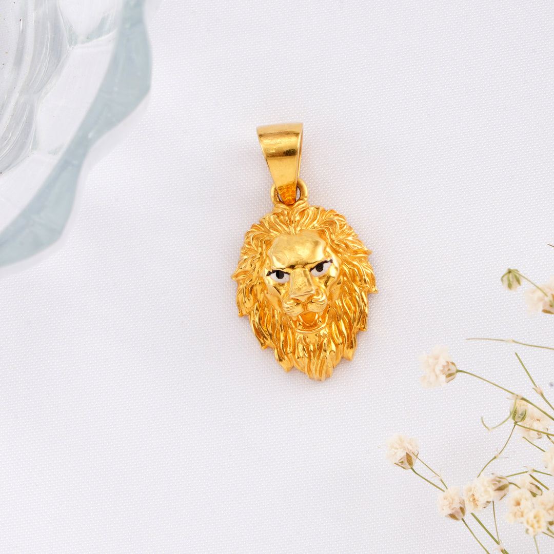 Regal Lion Face Gold Pendant