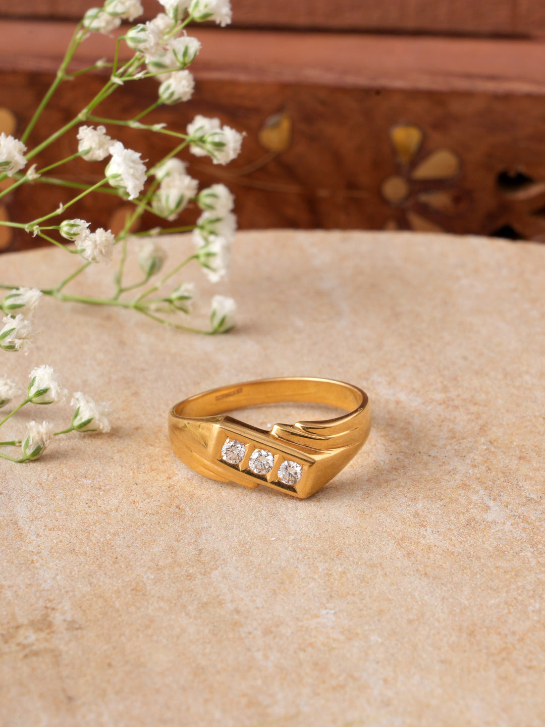 Triple Stone Diamond Band Ring