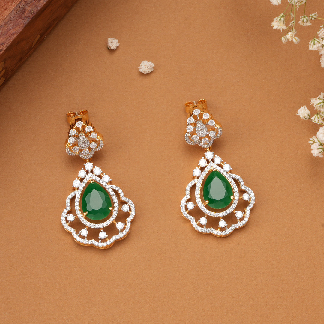 Sparkling Floral Emerald Swarovski Earrings