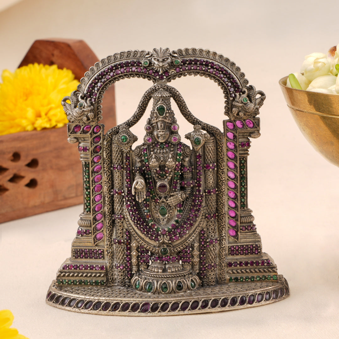 Temple Inspired Tirupati Silver Idol