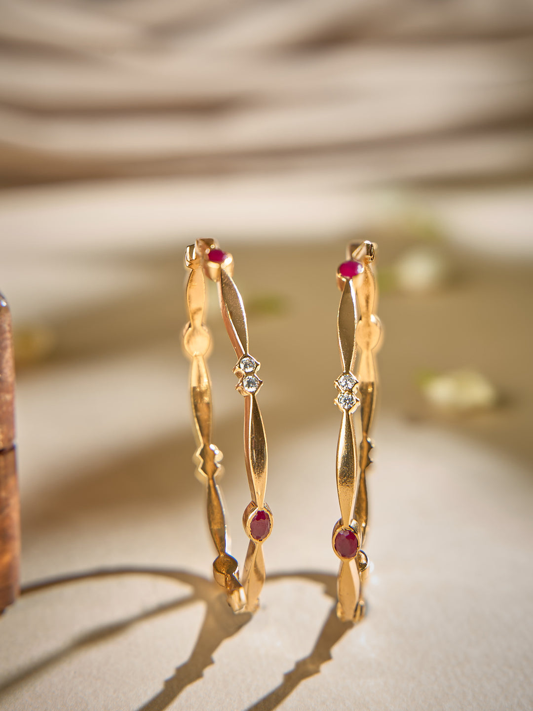 Oval Ruby Petal and White Bangle