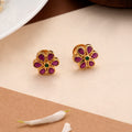 Blossom Ruby Design Golden Kundan Stud