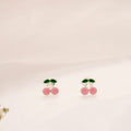 Cute Cherry Enamel Silver Stud