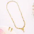Modern U Shape Emerald Golden Necklace Set