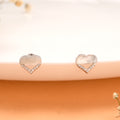 Half White Heart Shape Silver Stone Stud
