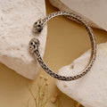 Oxidized Silver Dual Skull Head Men’s Bracelet
