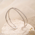 Elegant Silver Cross Stone Over Cuff Bracelet