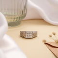 Square Head Nine Stone Men’s Silver Ring