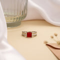 Radiant Red CZ Stone Silver Ring