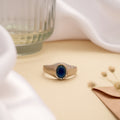 Elegant Oval Blue Stone Silver Men’s Ring
