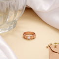 Bold Band Design Silver Rose Golden Ring