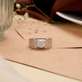 Sleek White Stone Silver Ring for Men