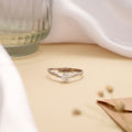 Leaf Inspired Design White Stone Silver Ring
