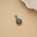Antique Multi Green Stone Silver Pendant