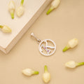 Circular K Alphabet with Stone Silver Pendant
