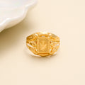 Floral Line Frame Gold Men Ring