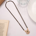 Elegant Emerald Stone Mangal Sutra Silver Chain