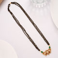 Floral Emerald Stone Mangal Sutra Golden Chain