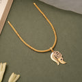 Curved Leaf Design Pendant Golden Necklace