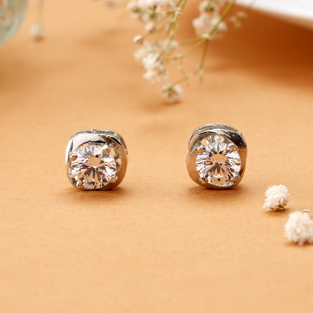 Elegant Solitaire Silver Stud