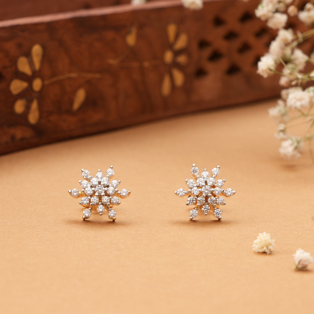 Flower Design Swarovski Stud Earrings