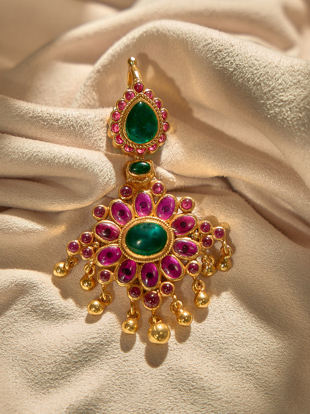 2-in-1 Green and Ruby Gemstone Pendant