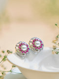 Artisanal Ruby Pearl Bloom Studs