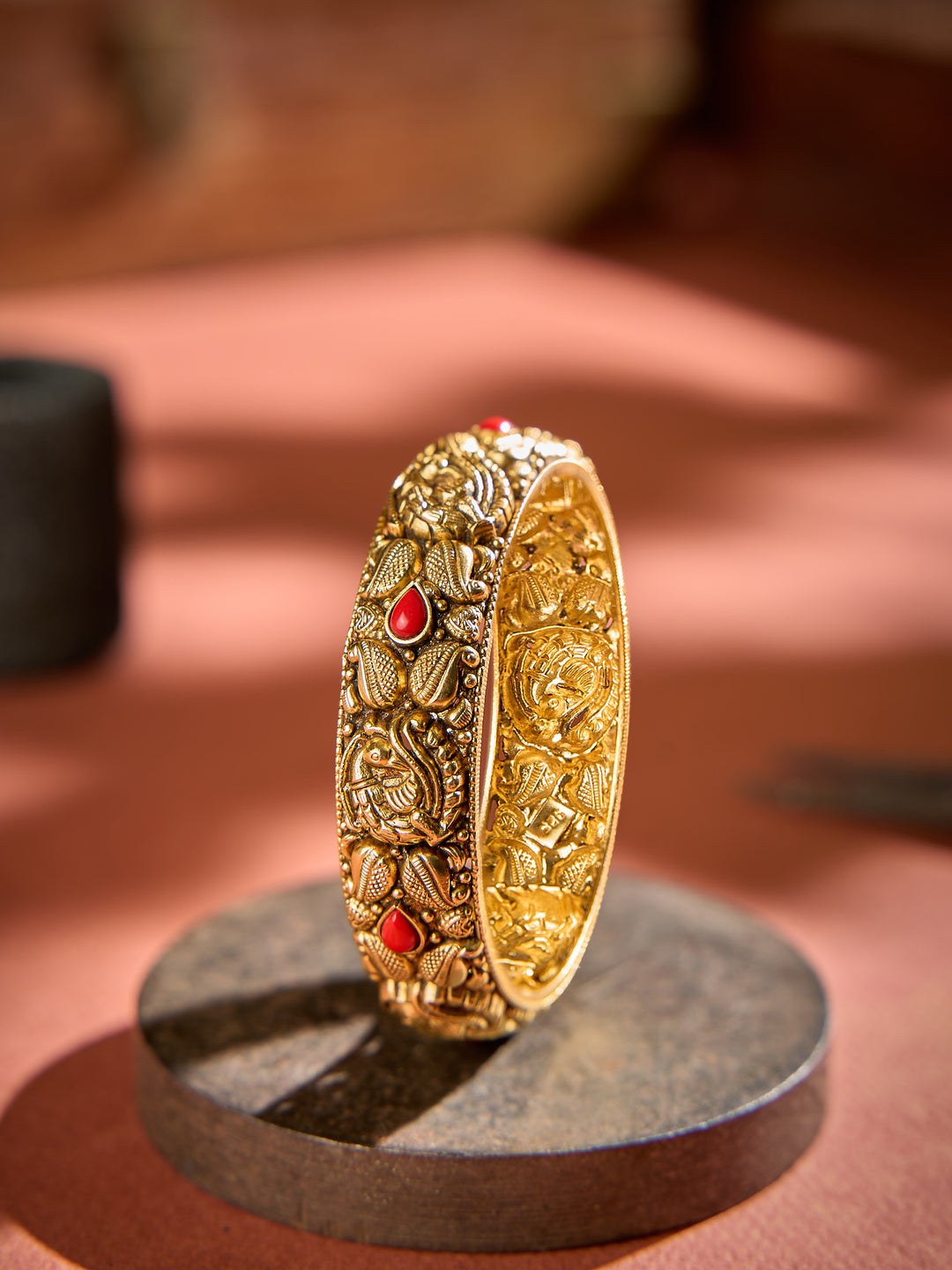 Antique Twin Peacock Coral Bangle