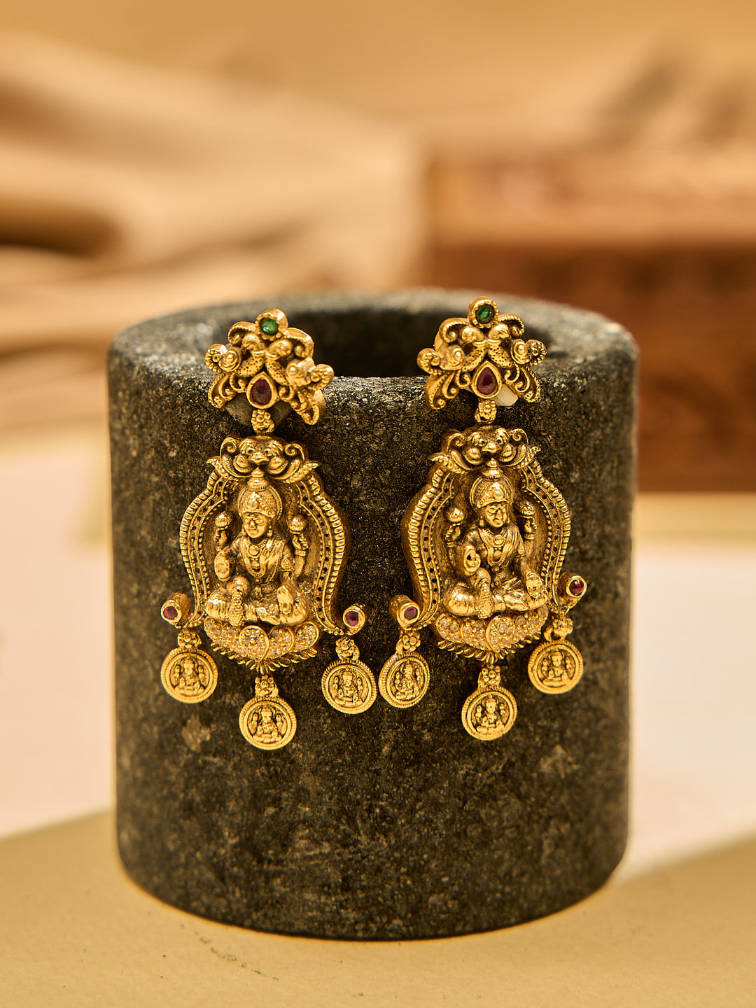Antique Divine Lakshmi Coin Earring