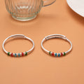 Multicolor Glass Beads Silver Baby Bangles