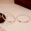 Premium Floral Enamel Silver Bangle