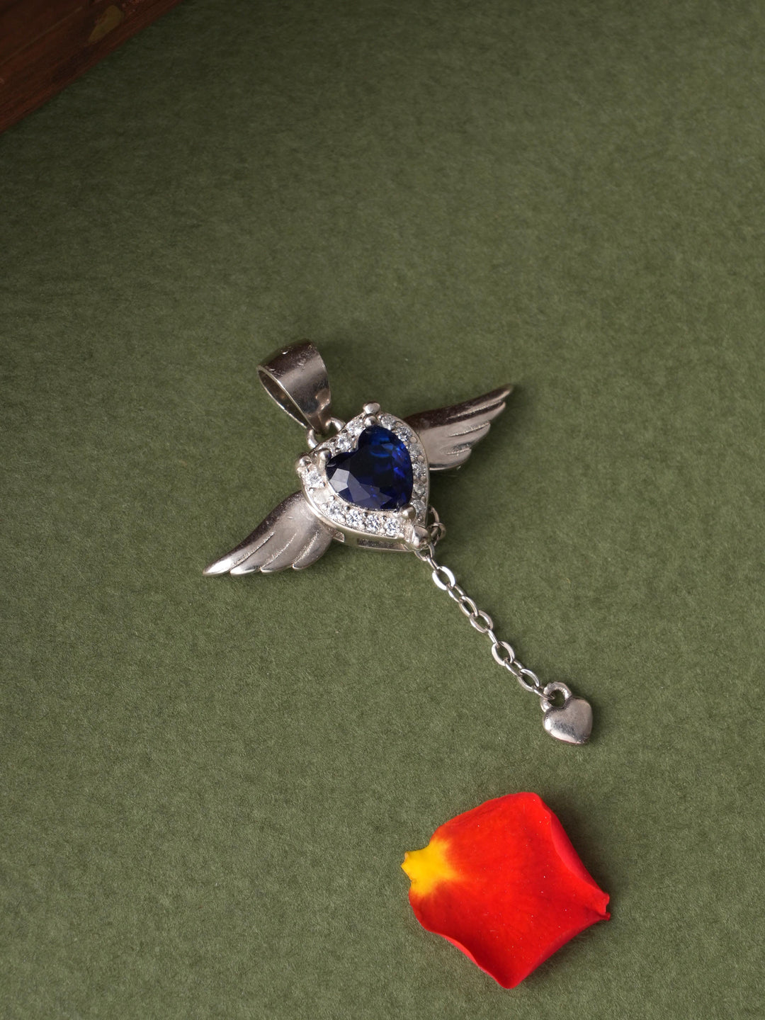 Sapphire Heart with Angel Wings Dollar