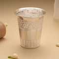 Grand Leaf Engraved Silver Tumbler