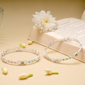 Curved Leaf Design Enamel Silver Bangle