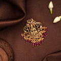 Antique Lakshmi Floral Ruby Beads Golden Pendant