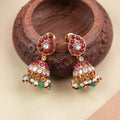 Ethnic Mango Design Kundan Ruby Golden Jhumka