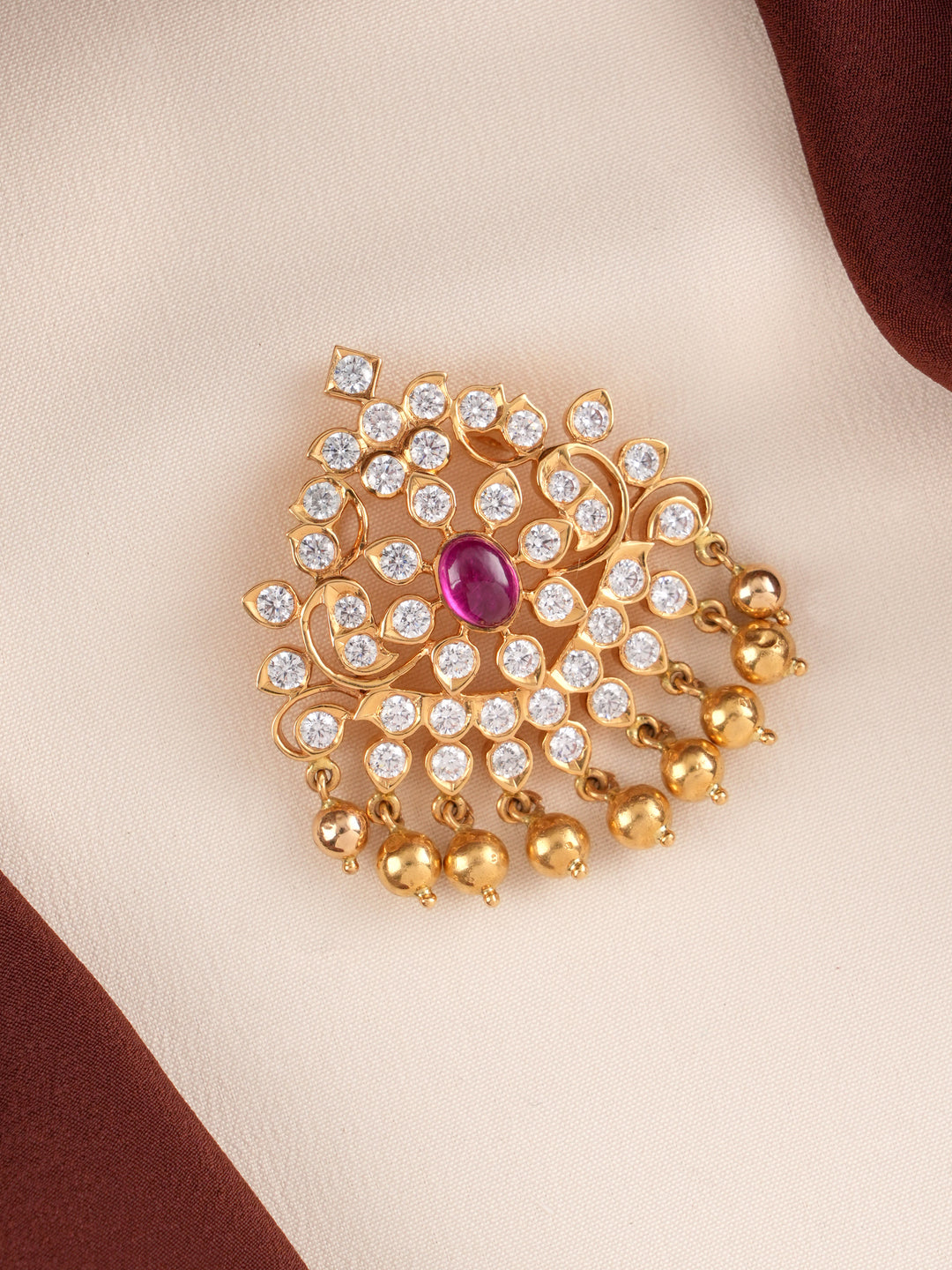 Traditional Ruby with Gold Balls Pendant
