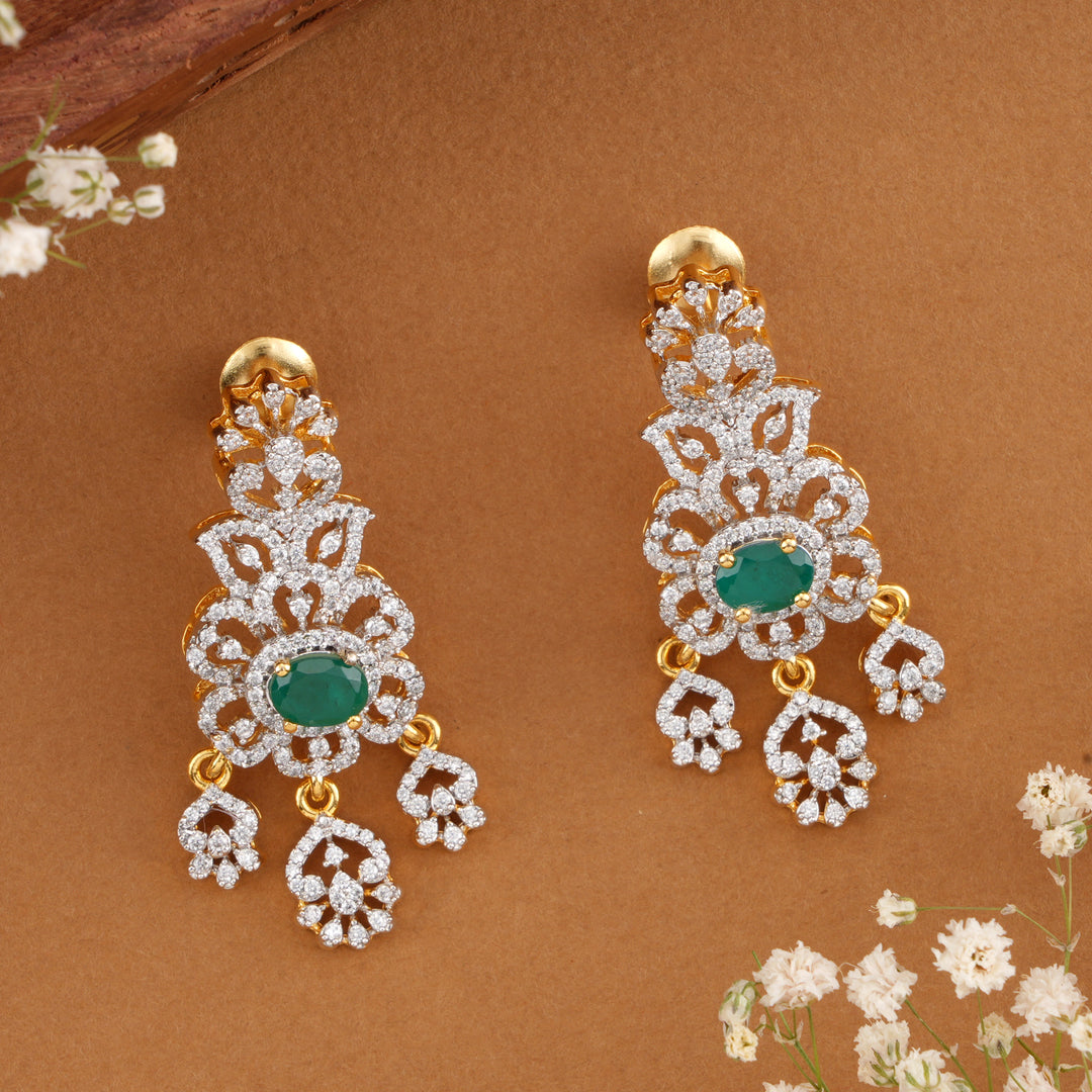 Swarovski Emerald Pearl Drop Earrings