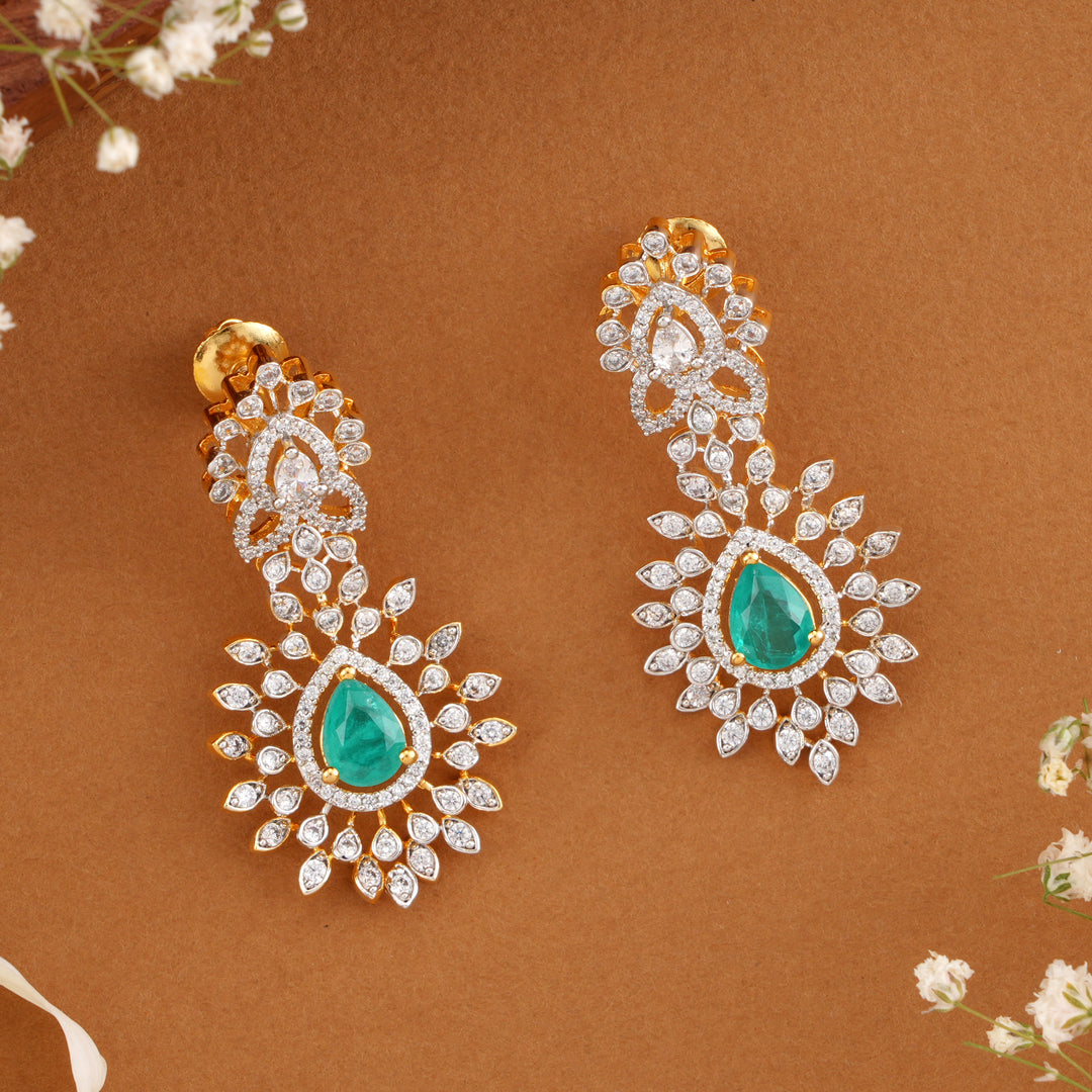 Swarovski Floral Emerald Sunburst Petal Earring