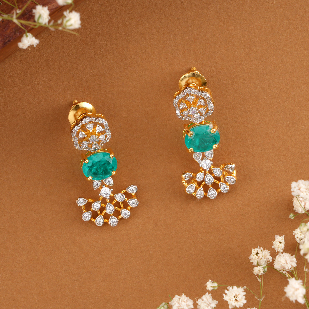 Unique Floral Emerald Earrings