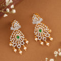 Radiant Emerald Blossom Pearl Drops Earring